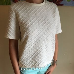 White cotton Pom Pom top